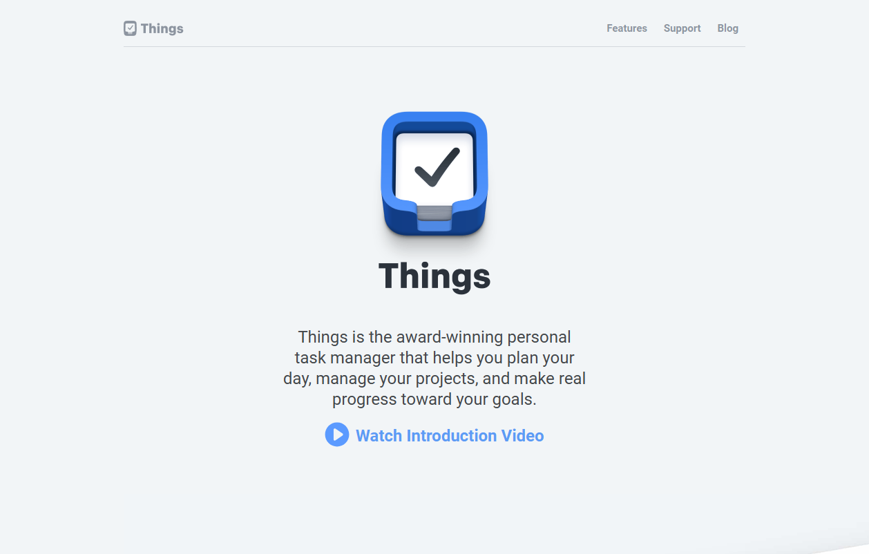 Startseite von Things 3